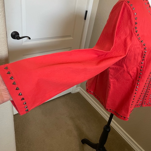 Diane Gilman Beautiful Orange Denim Jacket Stud Design Size 1X NWT - Picture 6 of 13